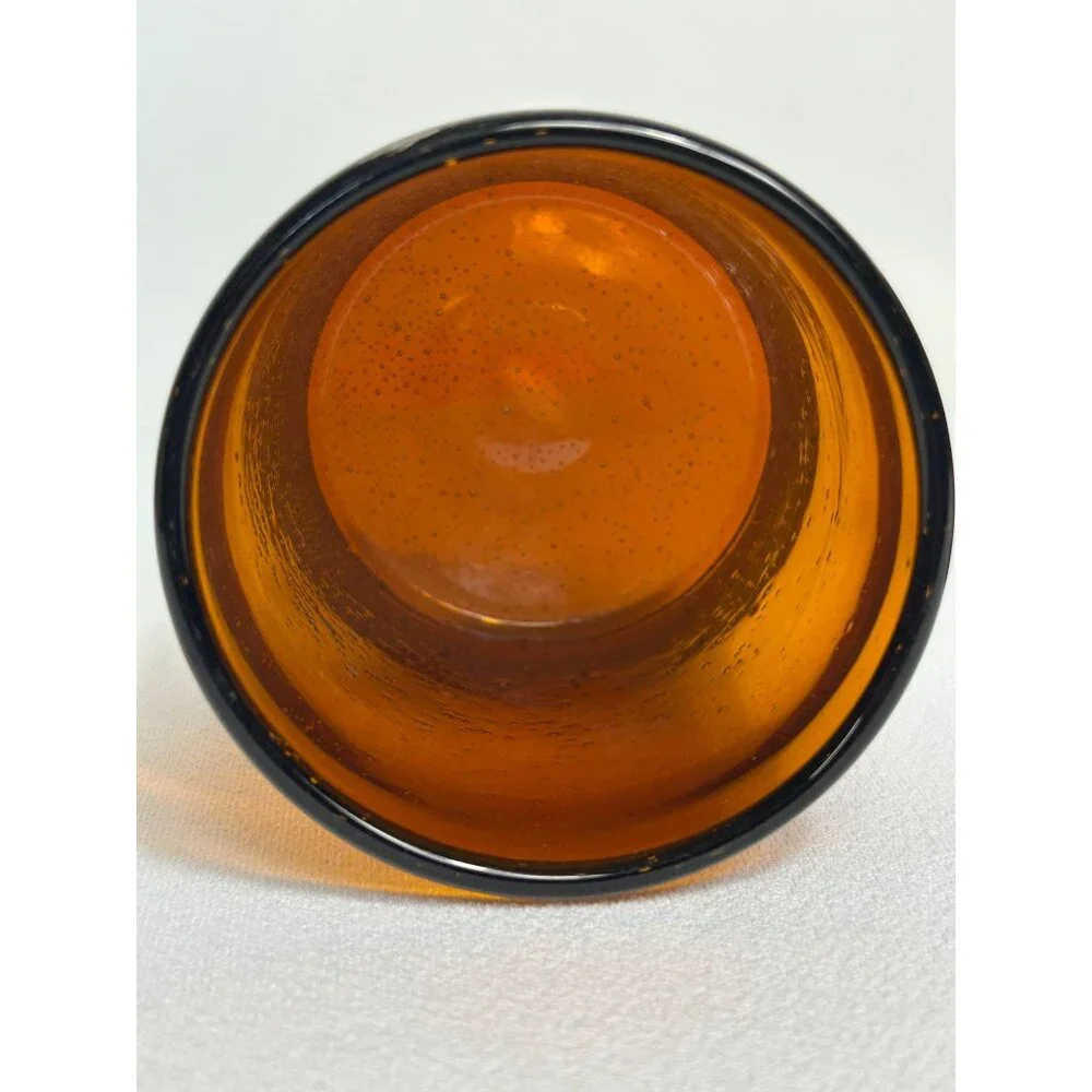Set of 2 Amber 14oz Handblown Bubble Lowball Glasses